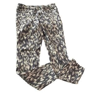 Express leopard print animal skinny jeans size 29” waist 26.5” seam purple/ivory